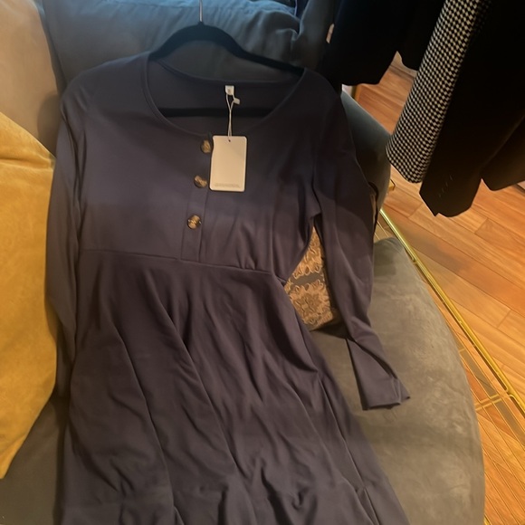 Alaster Queen size small dress, NWT, smoky blue color with buttons, long sleeve - Picture 3 of 5